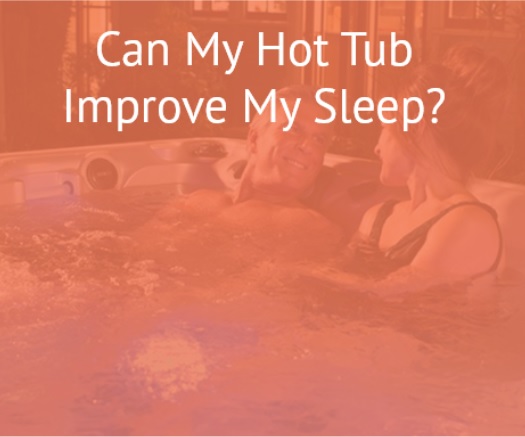 orange veiled image of a couple in a hot tub that links to the article titled can my hot tub improve my sleep